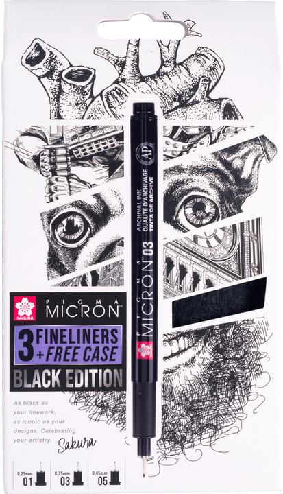 Actual product image Sakura Pigma Micron (Black, 3 x)