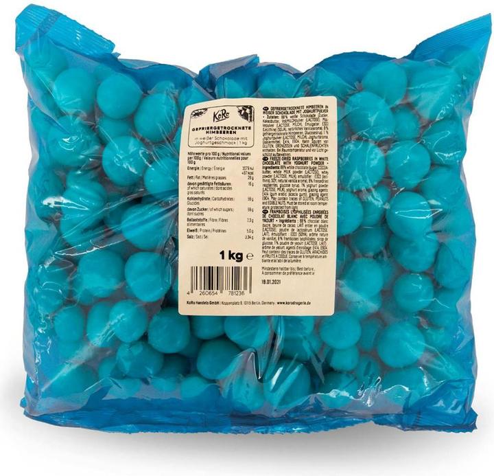 Actual product image KoRo Freeze-dried raspberries in white chocolate (1000 g)