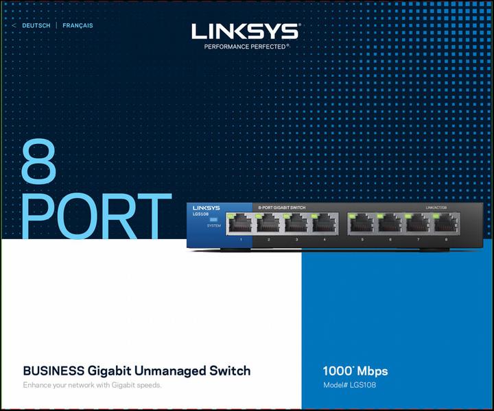 Immagine prodotto Linksys Switch Gigabit non gestito a 8 porte (8 Porti)