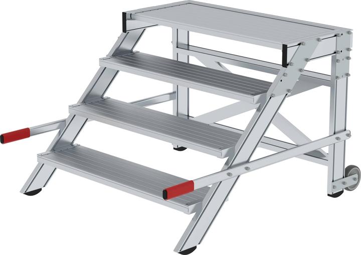 Produktbild Munk Arbeitspodest fahrbar, Stufenbreite 1000 mm, Aluminium geriffelt 4 Stufen (Gerüst, 131.50 cm)