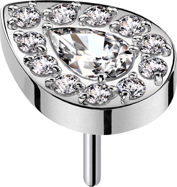 Produktbild Star Piercing Threadless silber Kristalltropfen silber umrandende Kristalle silber (ohne Messing, Titan G23)