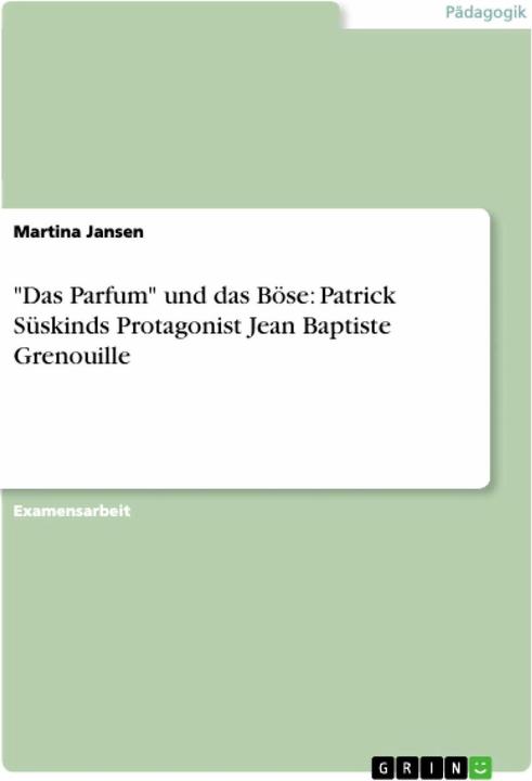 Produktbild Das Parfum und das Böse: Patrick Süskinds Protagonist Jean Baptiste Grenouille (Deutsch, Martina Jansen)