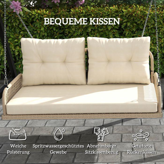 Actual product image Swisshandel24 2-Sitzer Hollywoodschaukel Rattan, bis 240 kg, 115x66x44 cm Beige