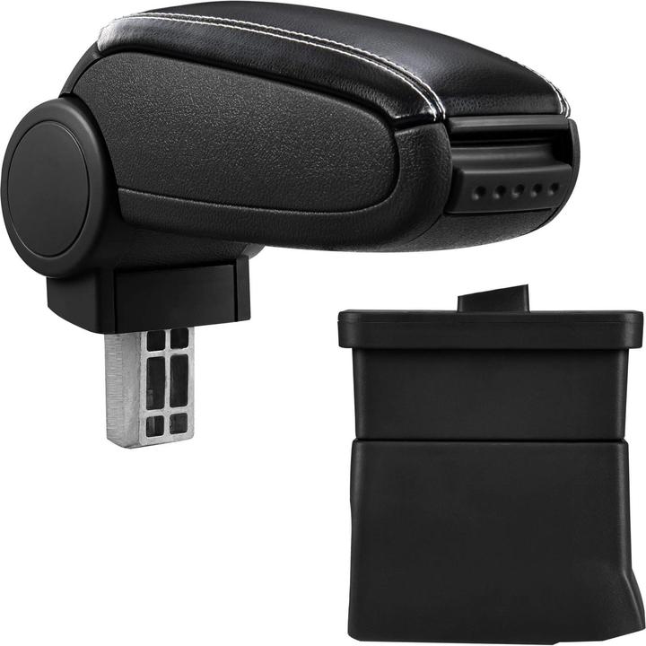 Actual product image Pro-Tec Centre armrest Ford Ka from 2009 with storage compartment imitation leather black with white