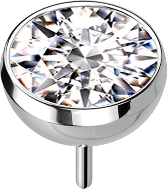 Star Piercing Threadless Halbkugel silber mit Kristall silber (Titan G23, ohne Messing)