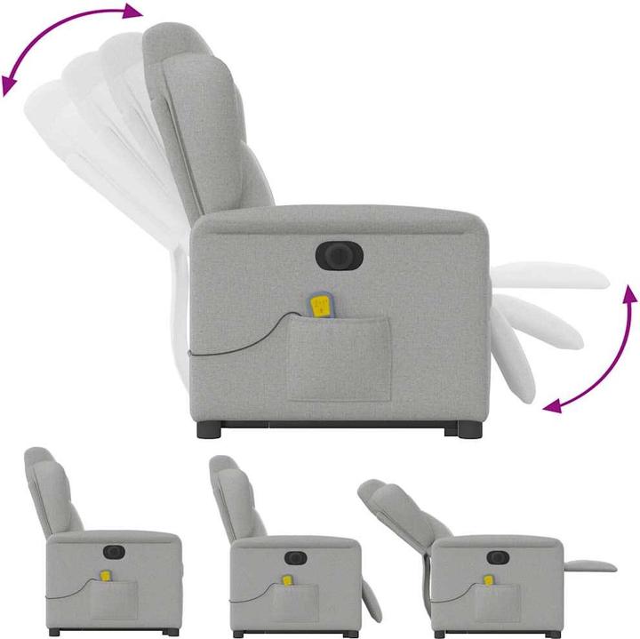 Immagine prodotto VidaXL Poltrona massaggiante con ausilio per la posizione eretta elettrica in tessuto grigio nuvola