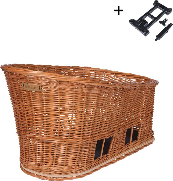 Productafbeelding Basil PASJA MIK 2.0, hondenfietsmand L, rieten mand, met kussen en adapterplaat MIK 2.0, 50cm, 38L (38 l)