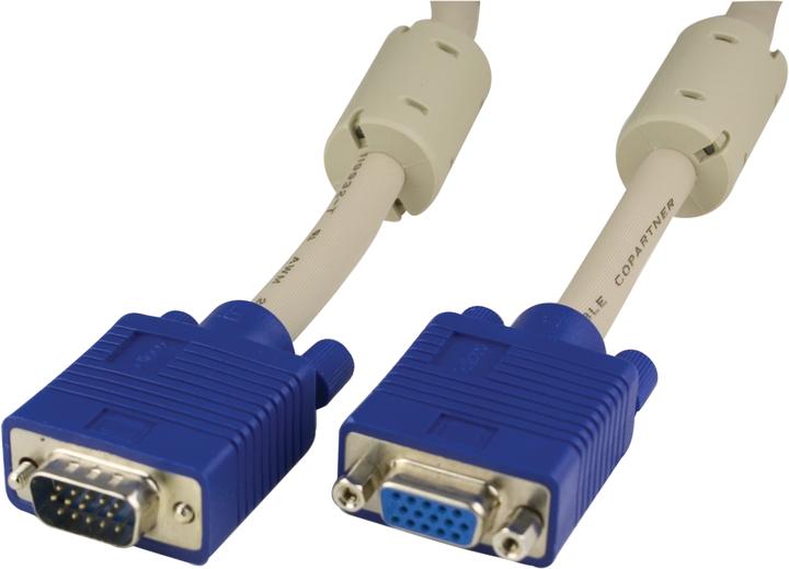 Produktbild Deltaco RGB HD15 - 2 m - VGA (D-Sub) - VGA (D-Sub) - Blau - Grau - Nickel - Männlich/Weiblich (2 m, VGA)