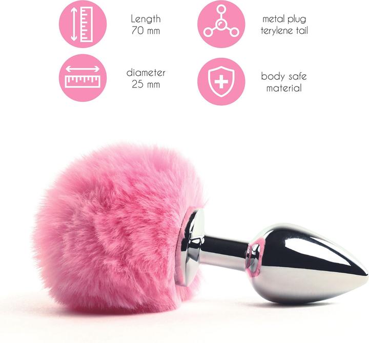 Actual product image FeelzToys Bunny Tails Butt Plug Pink