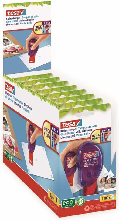 Image du produit tesa Tampons adhésifs ecoLogo, pastilles adhésives double face pour coller rapidement le papier, le