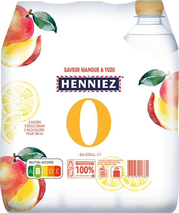 Image du produit Henniez Eau minérale 0 Kcal Mango&Yuzu, 50 cl, pack??? 6 bouteilles (6 x 50 cl)