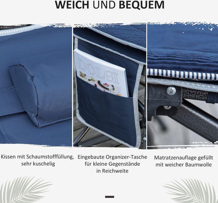 Produktbild Swisshandel24 Campingbett klappbar Feldbett mit Kopfkissen, 188x64.5x53cm, dunkelblau