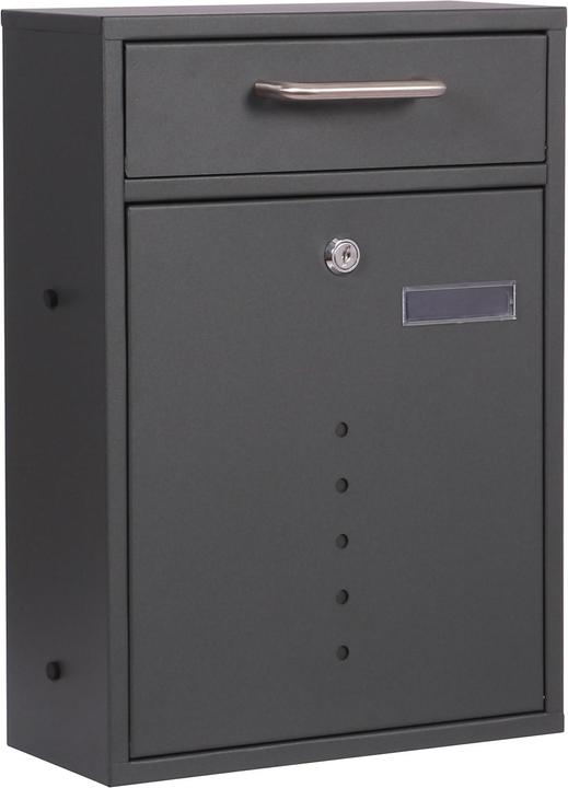 Actual product image Wiltec Wall Mounted Letter Box V51 Anthracite Lockable Box Post Mailbox with Windows