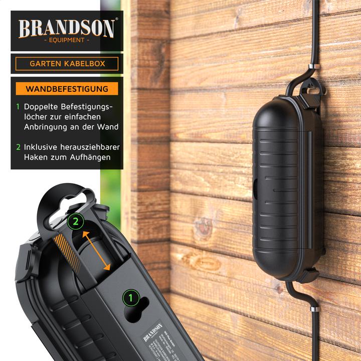 Immagine prodotto Bearware 2x Kabelbox outdoor schwarz 210 x 85mm, IP44 Garten Schutzbox wetterbeständig für Verlängerungskabel