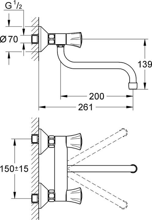 Image du produit Grohe Robinet de cuisine avec deux poignées GROHE Costa chrome brillant 31187001