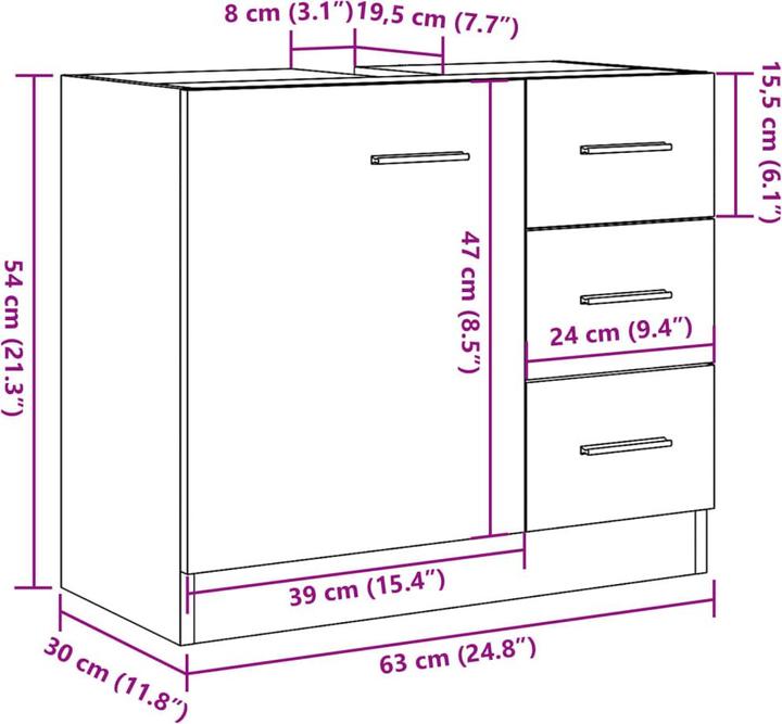 Immagine prodotto VidaXL Waschbeckenunterschrank (63 x 30 x 54 cm)