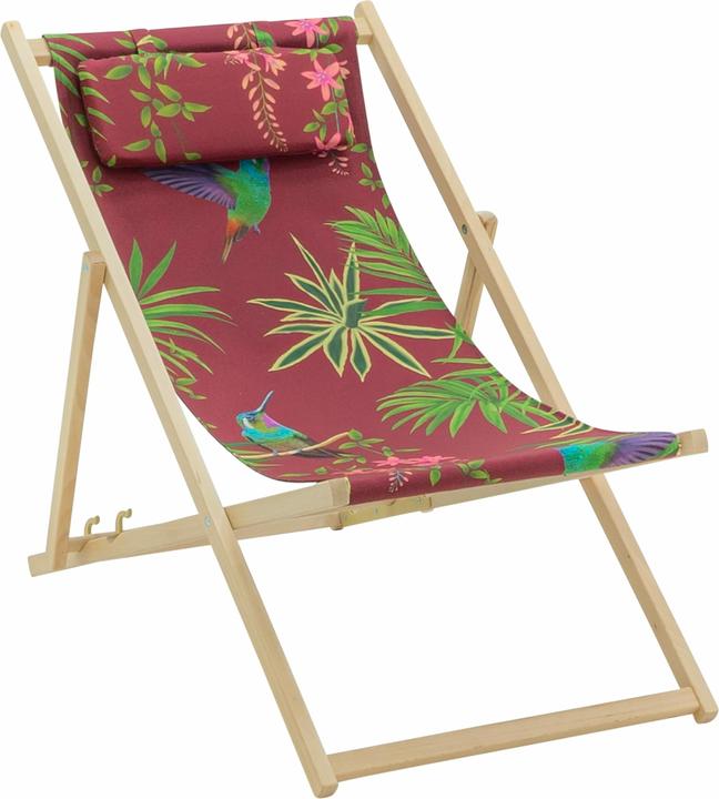 Allibert Deckchair beach chair, multi-adjustable, beech wood frame in natural, textile surfaces... (120 cm)
