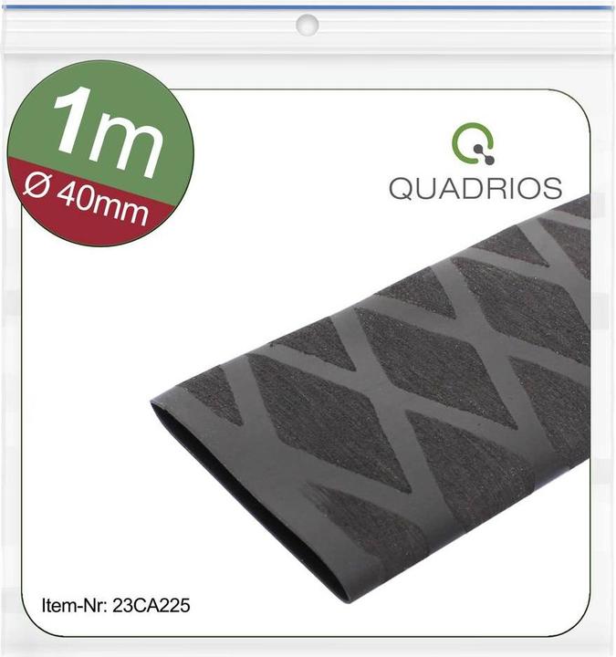 Actual product image Quadrios 23CA225 Heat shrink tubing without adhesive Black 40 mm 20 mm Shrink rate:2 (1 x)