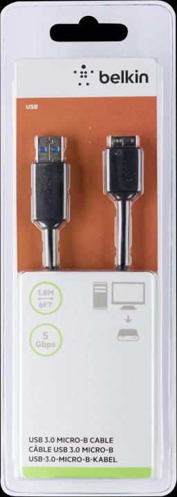Actual product image Belkin USB 3.0 Micro-B to USB-A Cable, Pro Series, 1.8 (1.80 m, USB 3.0)
