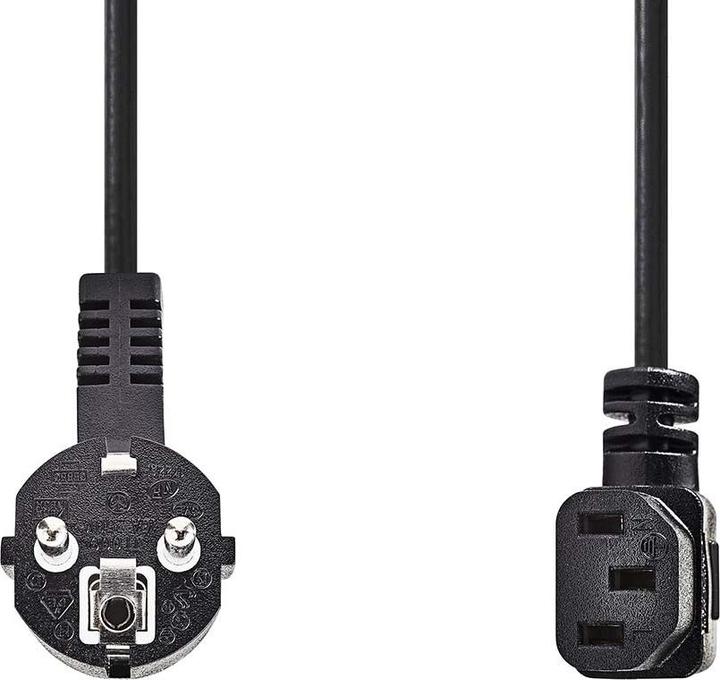 Actual product image Nedis Power cable | Earthing contact plug | IEC-320-C13 | Angled | Nickel-plated | 2.0 (2 m)