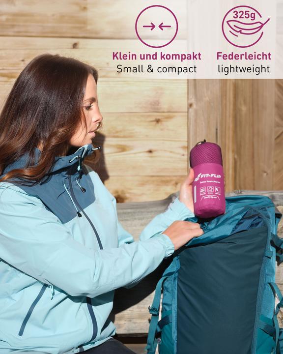 Actual product image Fit-Flip Hüttenschlafsack Baumwolle ultraleicht mit Kissenfach 90x220cm (220 cm)