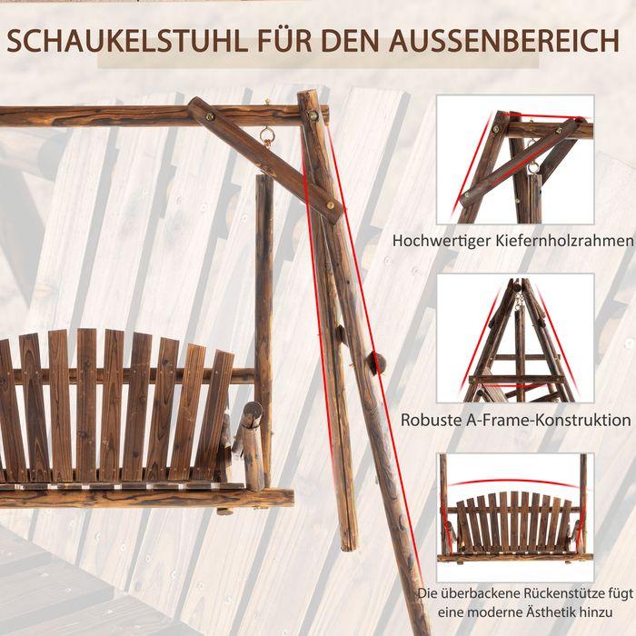 Produktbild Swisshandel24 Hollywoodschaukel 2-Sitzer Gartenschaukel Schaukelbank Hängebank Massivholz Natur187 x 137 x 170 cm