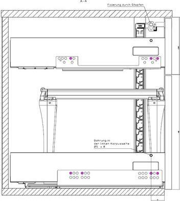 Produktbild Hettich Konstruktionsbeispiel Schliesssystem für einseitig