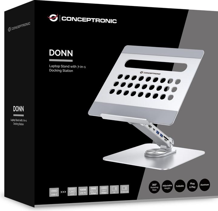 Immagine prodotto Conceptronic Supporto per tablet con docking station 7-in-1 si (USB-C, 7 Porti)