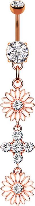 Immagine prodotto Star Piercing Banana oro rosa con ciondolo a due fiori (Ottone, Acciaio chirurgico 316L)