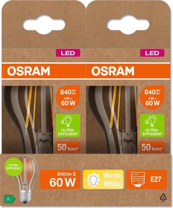 Immagine prodotto Osram Filamento Led Classic A (E27, 4 W, 840 lm, 1 x, A)