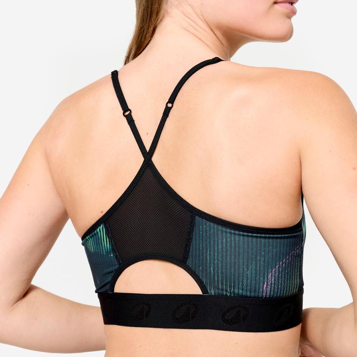 Image du produit Domyos Brassière bretelles fines croisées maintien léger Femme, Noir (L)
