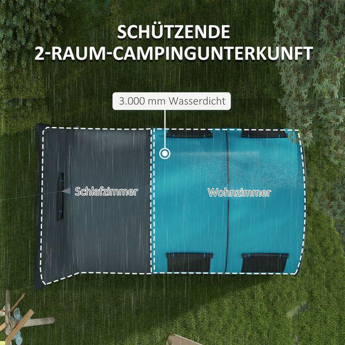 Produktbild Swisshandel24 Tunnelzelt Campingzelt für 6 Personen, 2 Räume, 3000mm Wassersäule (Tunnelzelt, 6 Personen)