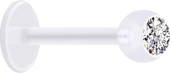 Produktbild Star Piercing Micro Labret transparent mit Kugel und Kristall silber (Bioflex, ohne Messing)