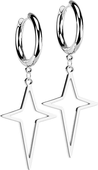 Immagine prodotto Star Piercing Orecchino d'argento con ciondolo a stella e croce (Acciaio chirurgico 316L, senza ottone)