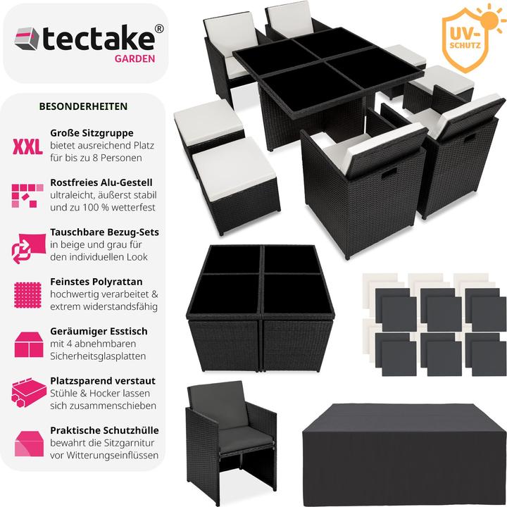Immagine prodotto tectake set da giardino in rattan e alluminio Manhattan, variante 2 (100 cm)