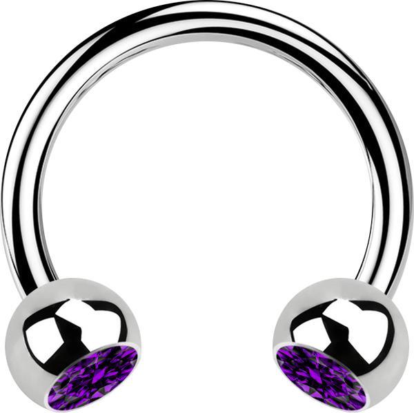 Produktbild Star Piercing Micro Circular Barbell silber mit zwei Kugeln Kristall violett (Chirurgenstahl 316L, ohne Messing)