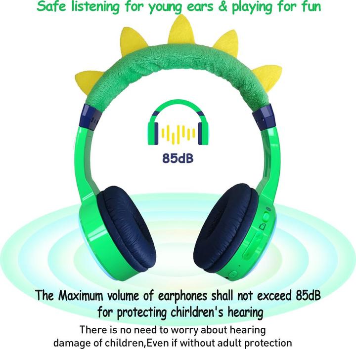 Actual product image PhoneLook Cool wireless Bluetooth 5.3 headphones for kids with 85dB muted volume and fun design