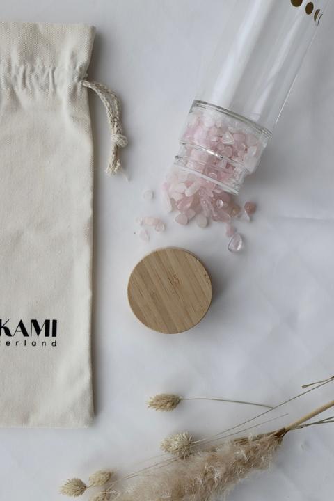 Image du produit Oykami Bouteille d'eau avec pierres précieuses - Quartz rose
