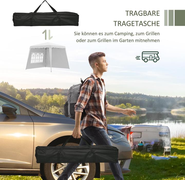 Immagine prodotto Outsunny Padiglione con 2 pareti laterali e regolazione individuale dell'altezza (240 cm, 240 cm)