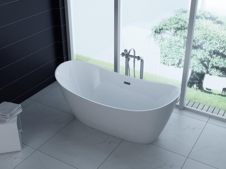 PureHaven Lussuosa vasca da bagno autoportante in acrilico 170x80cm elegante, con sifone e luce di protezione (200 l, 170 cm, 80 cm)