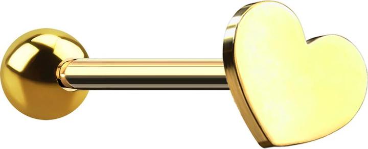 Produktbild Star Piercing Micro Barbell vergoldet mit Kugel und Herz (ohne Messing, Chirurgenstahl 316L)