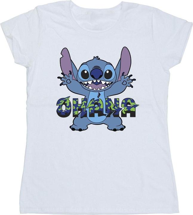 Disney Lilo And Stitch Ohana Blue Glitch TShirt (L)