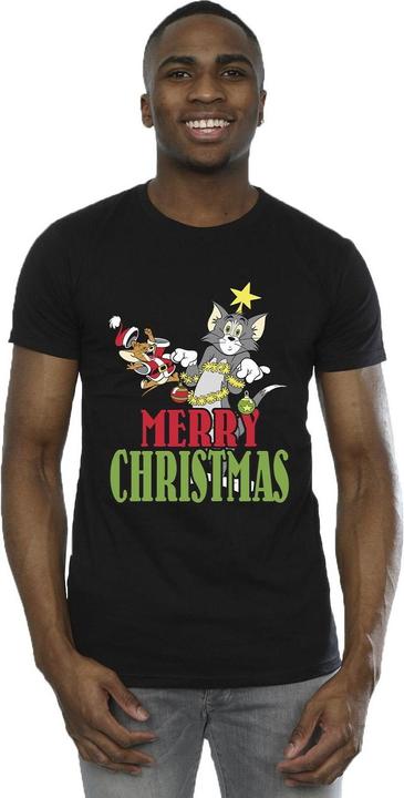 Actual product image Tom & Jerry Mens Merry Christmas Baubles T-Shirt (M)