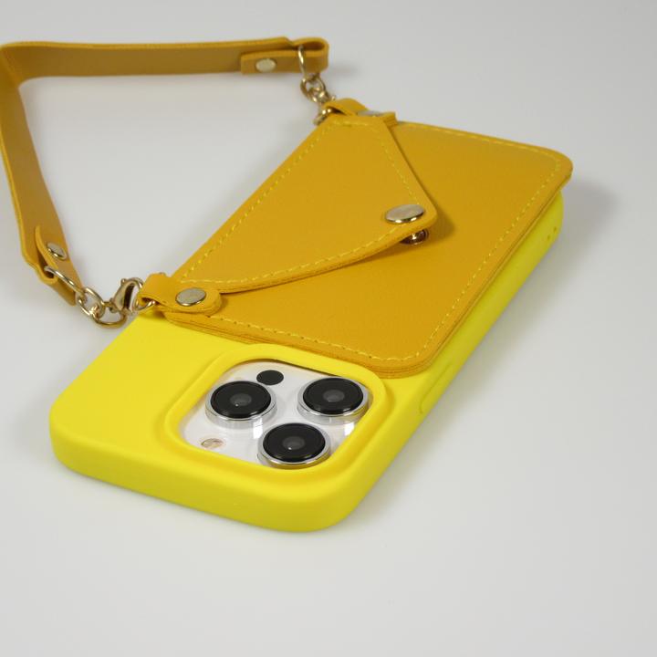 Immagine prodotto PhoneLook Cover in silicone morbido al tatto con tasca in pelle per carte o soldi e cordino integrato (Apple iPhone 14 Pro)