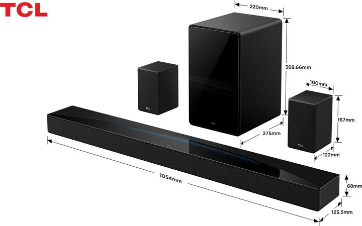 Actual product image TCL Q85H Q Class 7.1.4 Channel Sound Bar with Dolby Atmos, Wireless Subwoofwer, and Wireless Surround Sp (510 W, 7.1.4 Channel)