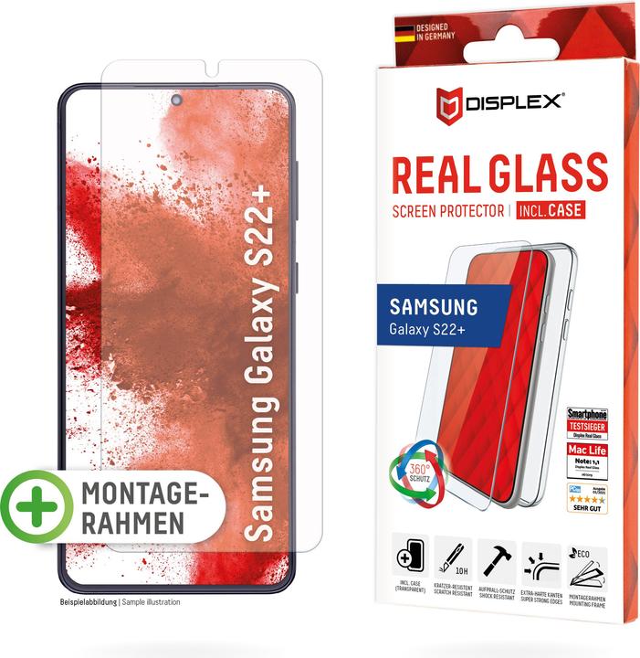 Produktbild Displex Real Glass, 2D Panzerglas + Handyhülle (1 Stück, Samsung Galaxy S22+)
