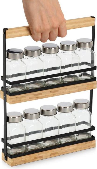 Immagine prodotto Zeller Present Gewürzständer 11-teilig Glas Metall Bambus 22.7x4.7x30.5 cm