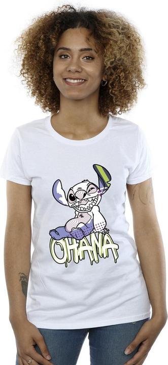 Actual product image Disney Womens/Ladies Lilo And Stitch Ohana Graffiti Cotton T-Shirt (L)