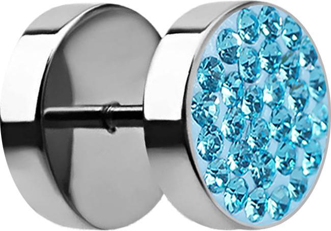 Produktbild Star Piercing Fake Plug mit Kristall aqua (ohne Messing, Chirurgenstahl 316L)