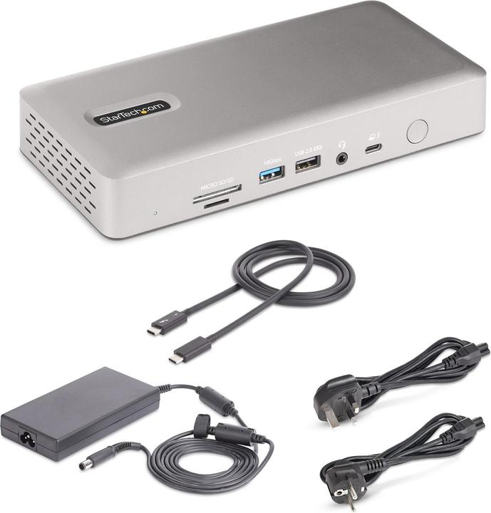 Image du produit StarTech com 132UE-TB4USB4DOCK, Avec fil, Thunderbolt 4, 98 W, 3,5 mm, 10,100,1000,2500 Mbit/s, 2.5G (Thunderbolt, 7 Ports)